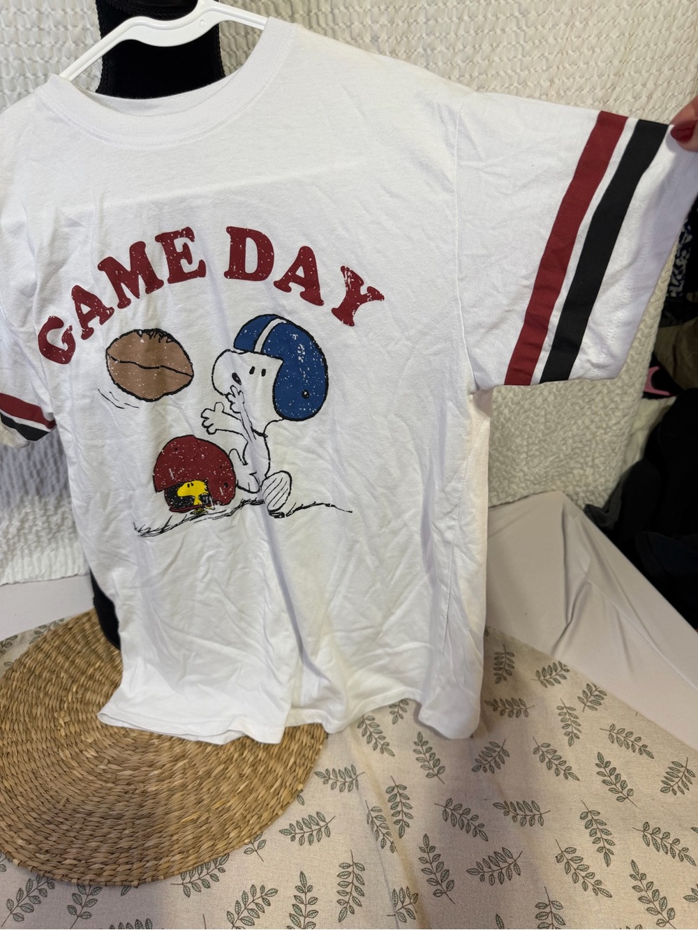Peanuts White Game Day Snoopy Tee with Red & Blue Accents